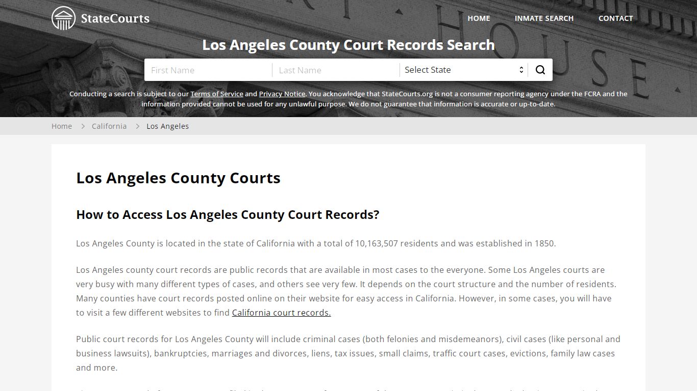 Los Angeles County, CA Courts - Records & Cases - StateCourts