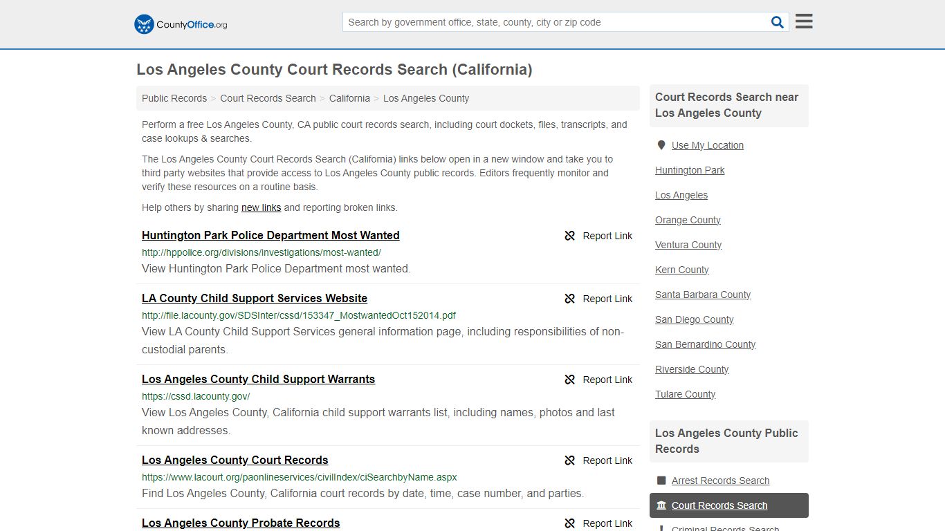 Los Angeles County Court Records Search (California)