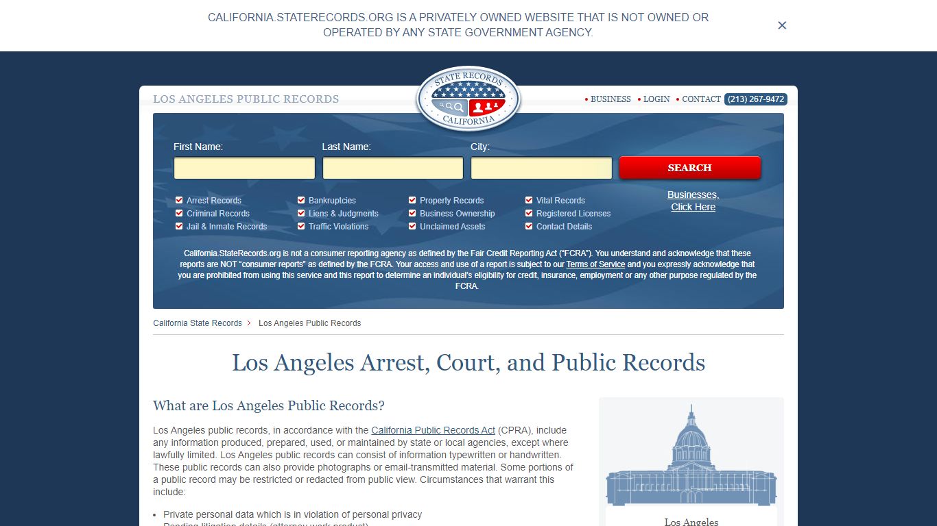 Los Angeles Arrest, Court, and Public Records